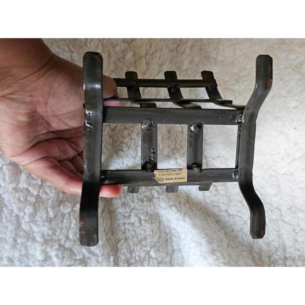 Metal Mini Book Rack Holder India Super Cute Tall 5" Width 5.25" Gray Decor - Picture 8 of 9